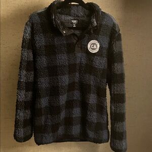Cozy Black and Blue Plaid Men's Sweater